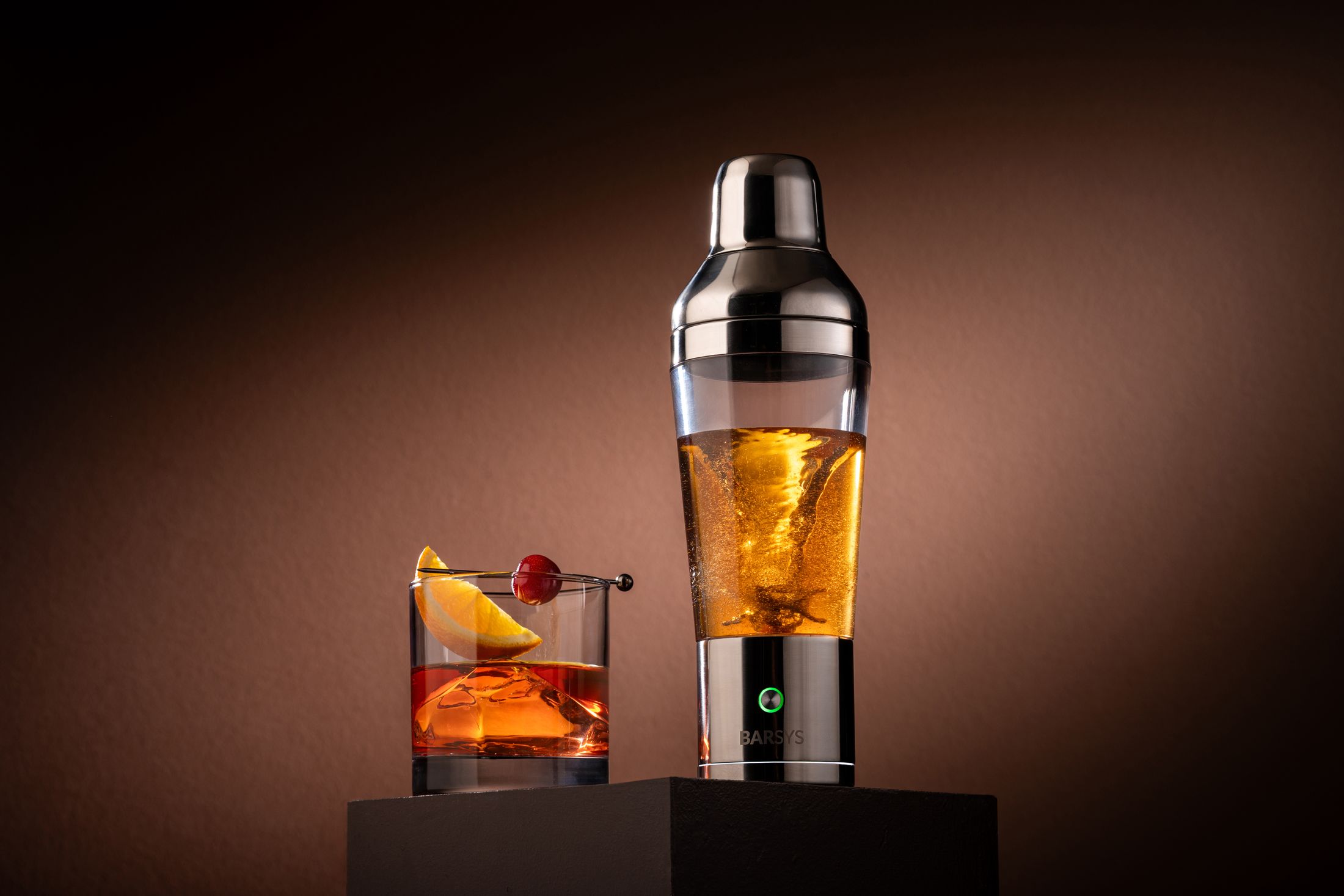Old fashioned beside the Shaker Pro